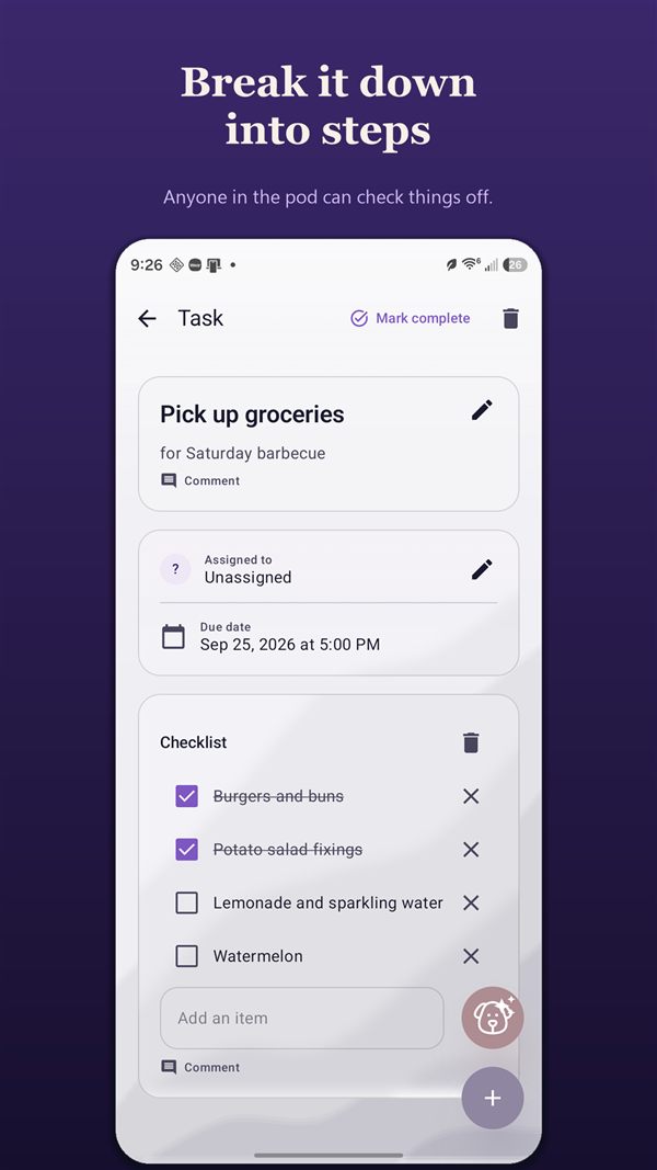 Checklist inside a task