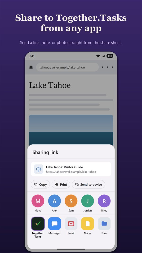 Sharing a link into Together.Tasks from another app
