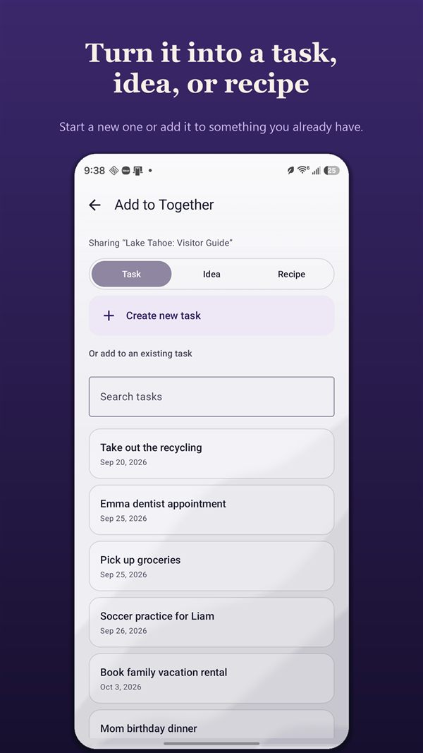 Choosing where a shared link goes